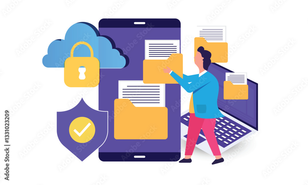 Poster file management concept. share and secure transfer documents