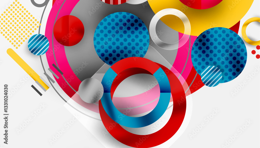 Poster Abstract Circle Design with Overlapping Transparent Geometric Shapes