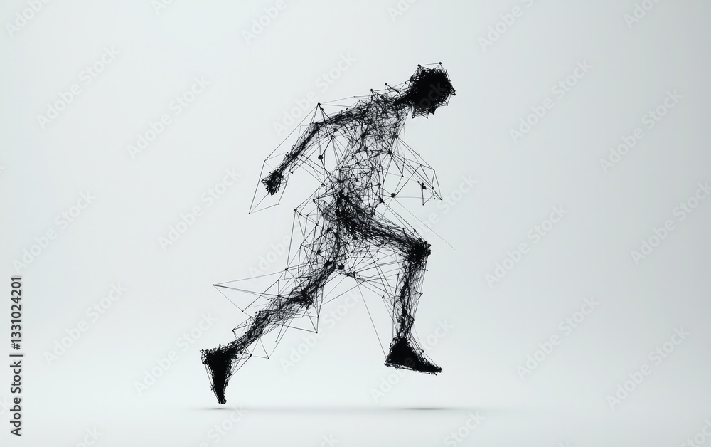 Poster abstract pixelated running man