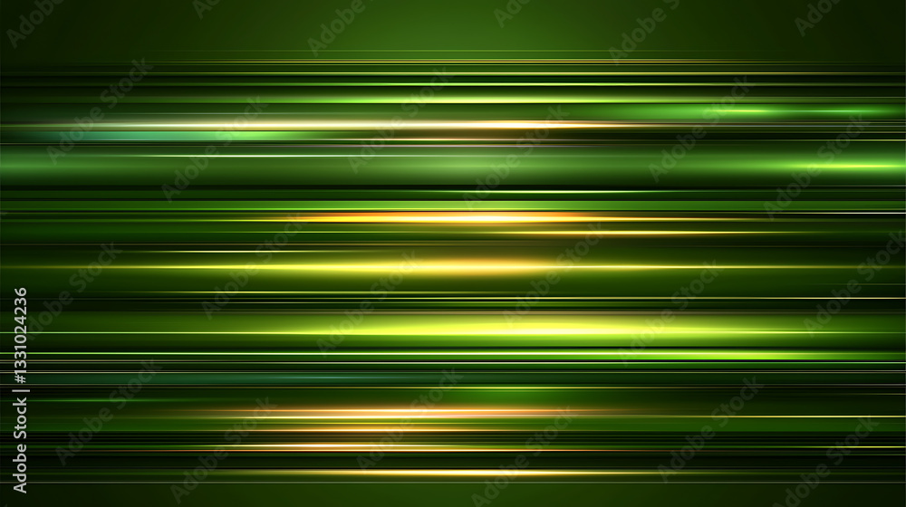 Poster dynamic green light streaks digital art abstract background modern aesthetic horizontal view visual 