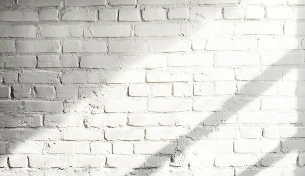 Fototapeta White brick wall with sun shadows