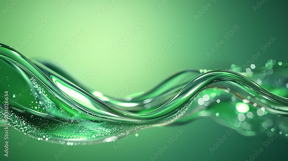 Poster dynamic water flow patterns abstract green background digital art aquatic environment close-up persp