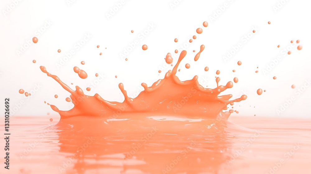Poster vibrant orange paint splash creating dynamic movement on a light background.