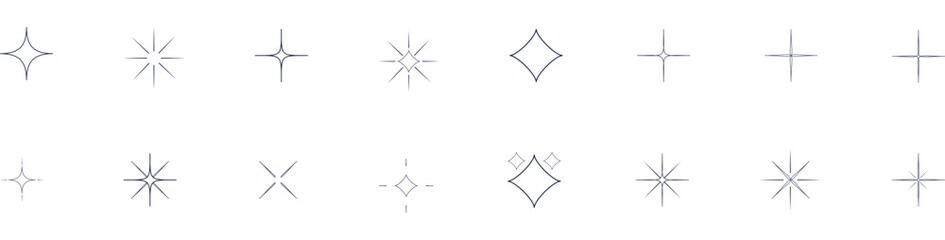 Minimalist Geometric Star and Diamond Line Art Icon Set