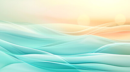 Obraz premium Fluid waves of color beneath a soft sunrise abstract art digital creation serene atmosphere aerial view tranquility