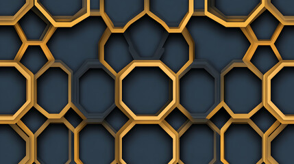 Abstract gold and dark gray octagon pattern.  Geometric honeycomb background ideal for modern design projects.