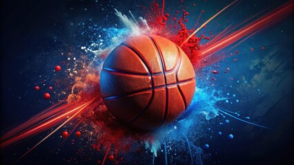 Fototapeta premium Dynamic Basketball Action A Vibrant Burst of Color and Energy