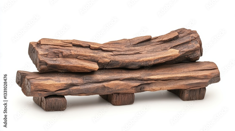 Poster rustic stack of natural firewood logs arranged neatly on a white background high resolution stock im