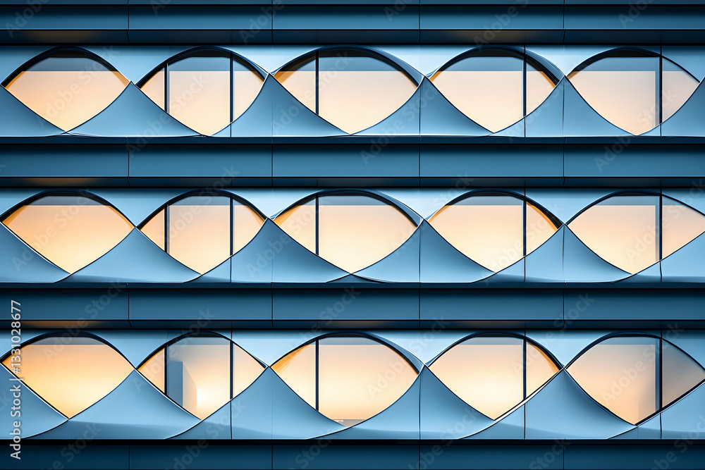 Poster abstract architectural photography showcasing a modern building's unique facade with a repeating pat