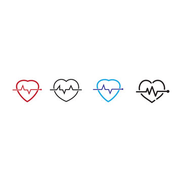 heart beat   logo icon set illustration