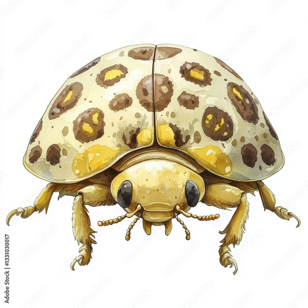 Poster detailed illustration of a unique insect with distinctive spots and features on its shell