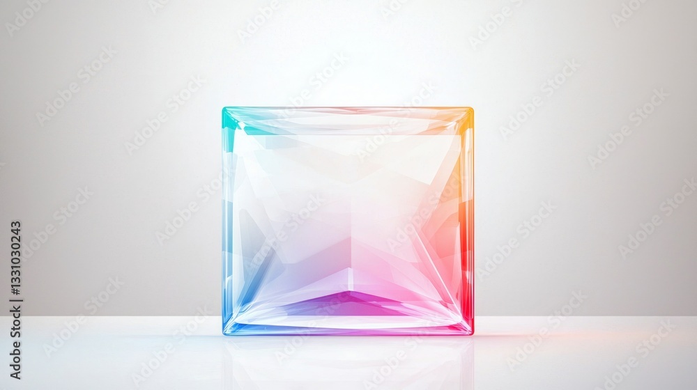 Poster futuristic rainbow cube abstract 3d render high resolution transparent background
