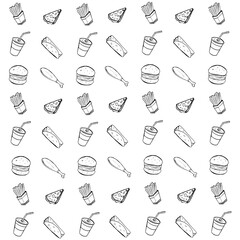 seamless pattern with fast food objects