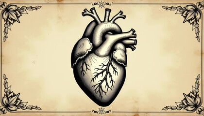 Vintage Anatomical Heart Drawing for Medical History Blogs Educational Materials Cardiology Presentations Historical Medicine Websites