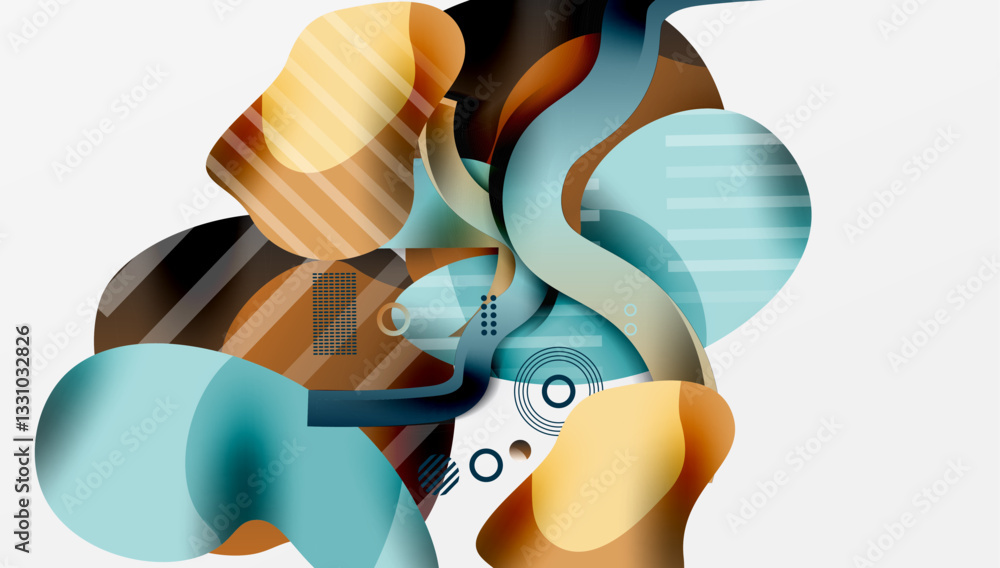 Poster abstract background - lines circles and liquid shapes