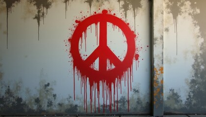 Peace symbol graffiti on wall for antiwar campaigns, youth activism and social justice websites