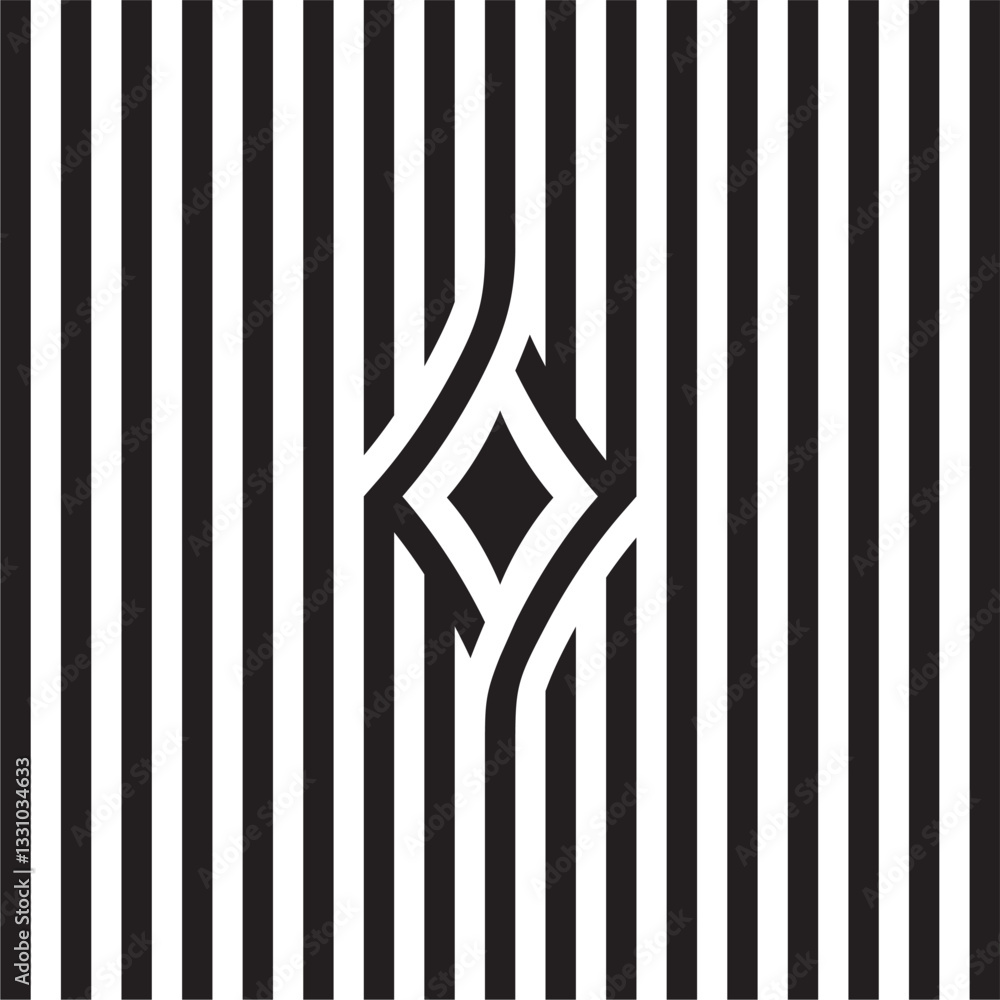 Poster seamless pattern with lines forming a diamond in the center, vector linear tile background, striped 