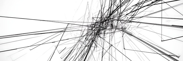 Abstract Architectural Lines Radiating on White Background