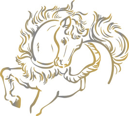 年賀　年賀状　2026　令和八年　午年　馬年　馬　うま年　墨絵　水墨画　版画　日本画　イラスト素材
