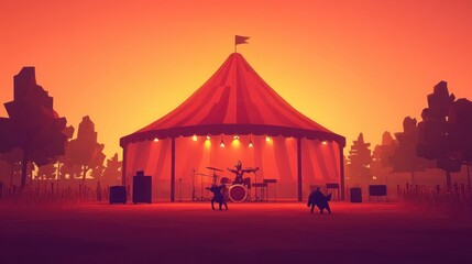 Sunset concert under a circus tent