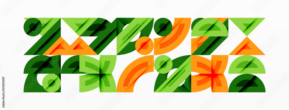 Fototapete Abstract geometric background with shapes, featuring circular and rounded elements. Bold contrast, smooth gradients, dynamic composition, futuristic style