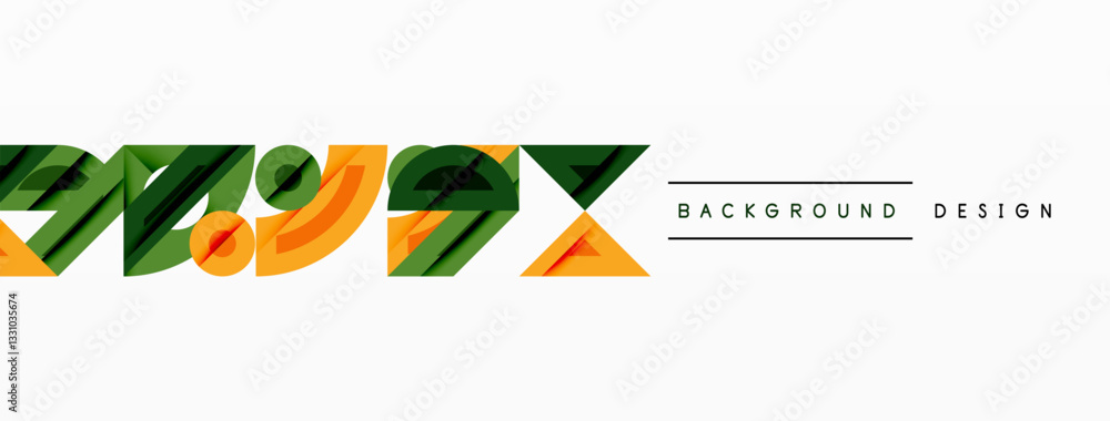 Poster Abstract geometric background with shapes, featuring circular and rounded elements. Bold contrast, smooth gradients, dynamic composition, futuristic style