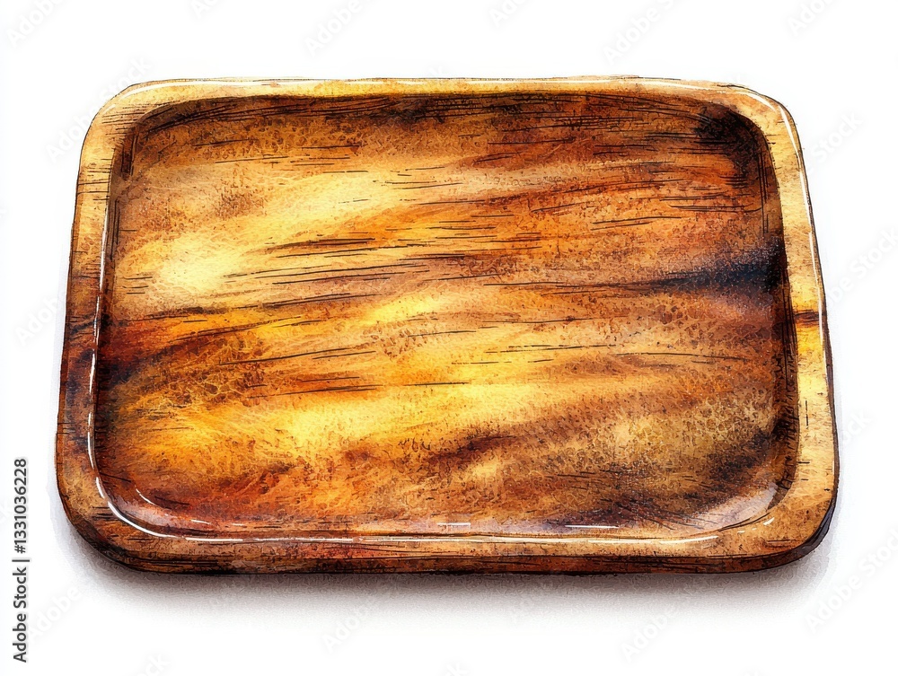 Aufkleber wooden serving tray with rustic finish and unique grain patterns ideal for food presentation and dec
