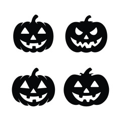 set of Halloween pumpkins silhouette
