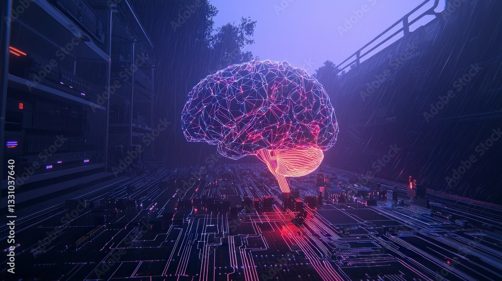 Poster ai brain circuit board abstract technology background