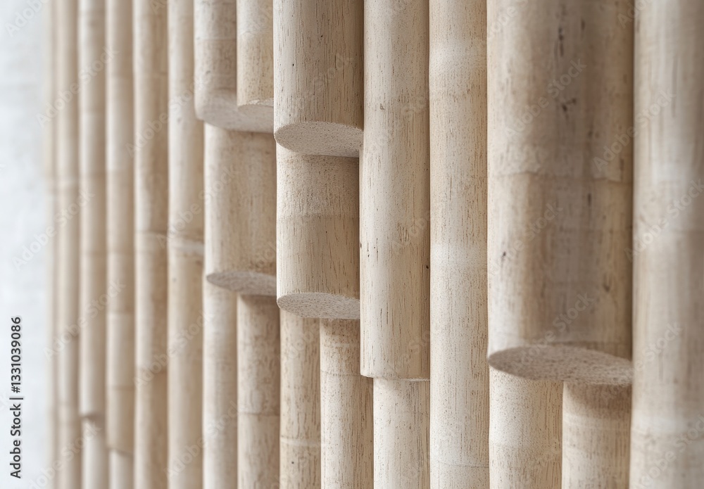 Poster textured beige cylindrical forms create abstract pattern
