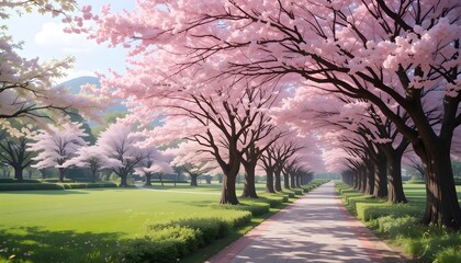 Obraz premium path in the park sakura