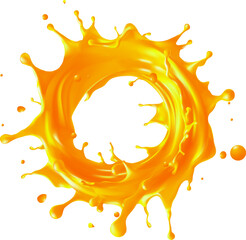 orange juice,swirling, circular splash of orange juice is used in advertising for goods and products made from orange juice