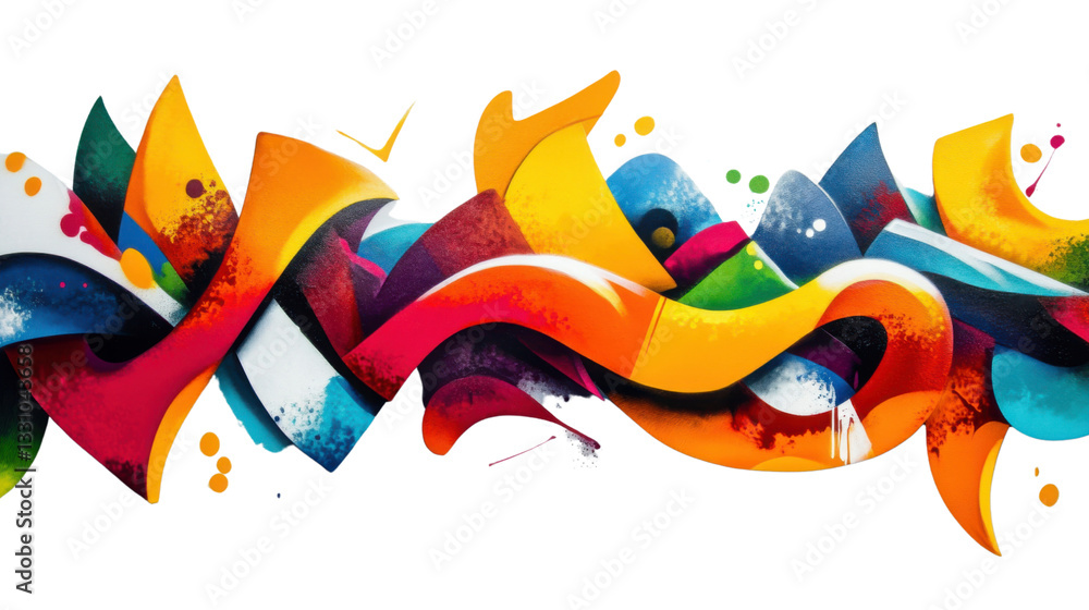 Poster colorful abstract graffiti art exploding with vibrancy on transparent background