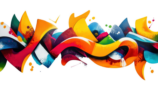 Fototapeta Colorful abstract graffiti art exploding with vibrancy on transparent background