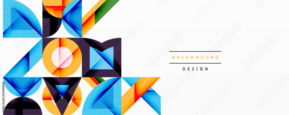 Poster Minimal geometric abstract background. Circle square and triangle design