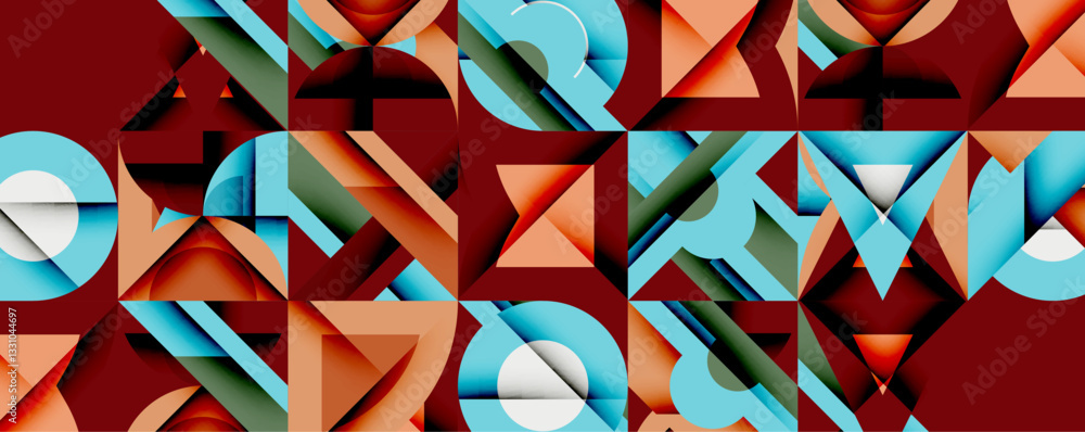 Poster Minimal geometric abstract background. Circle square and triangle design