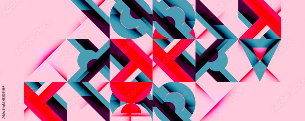 Aufkleber Minimal geometric abstract background. Circle square and triangle design