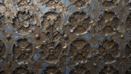 Metal background. Pattern for wallpapers, covers, wall decorations. Oil paint