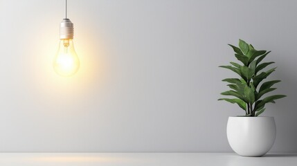A glowing lightbulb hanging above a freshly cleaned desk, symbolizing innovative solutions to economic challenges