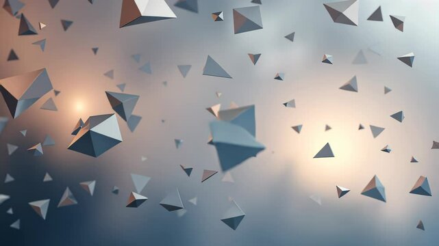  Floating geometric shapes with a soft glow and a dreamy atmosphere in pastel colors