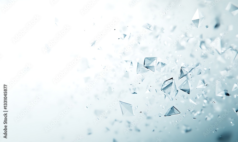 Poster Abstract shattered glass effect with a light background creating a sense of movement and depth.