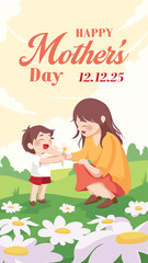 Fototapeta premium Mother’s Day Artwork with Mother & son Hug