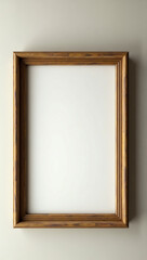 Elegant Brown Wooden Picture Frame Mockup Empty Classic Simple Design Perfect for Gallery Wall Home Decor Neutral Background Studio Shot High         