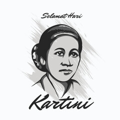 Kartini day banner. Indonesian woman hero. 21April