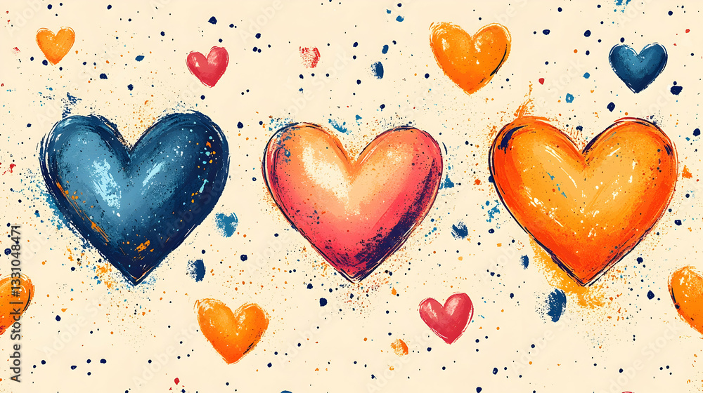 Poster heart pattern with colorful texture