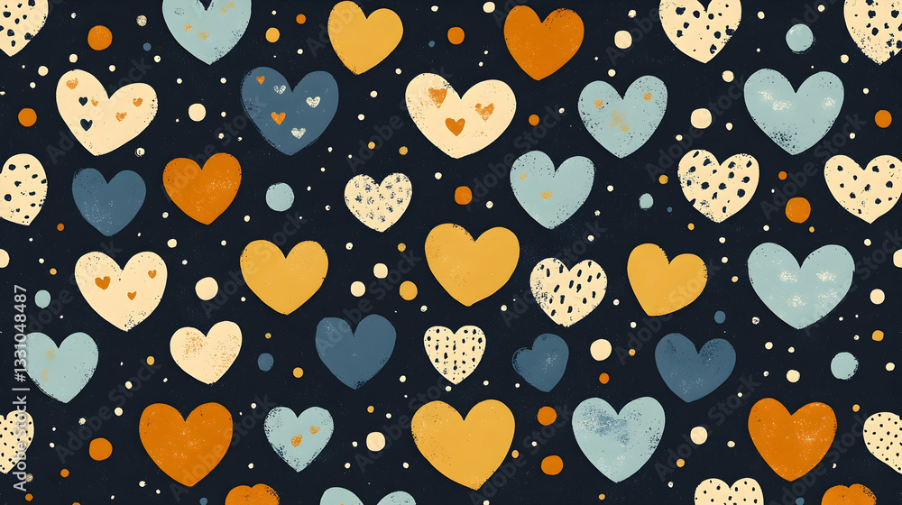 Poster heart pattern with dots and textures