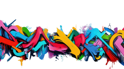 Colorful graffiti art exploding with vibrancy on transparent background