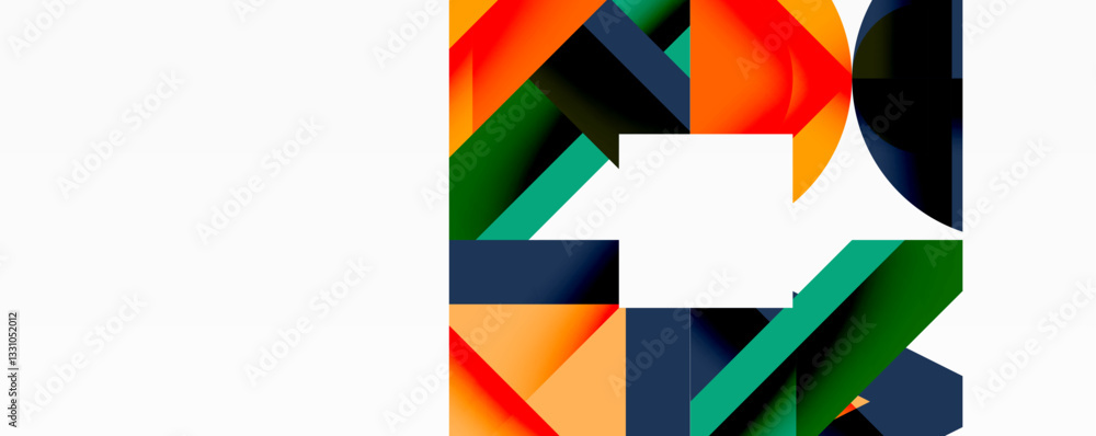 Poster circles, semi circles, squares and round triangles. geometric mosaic style pattern abstract backgrou
