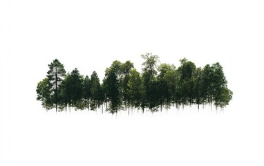 Fototapeta premium Green Forest Trees Isolated On White Background