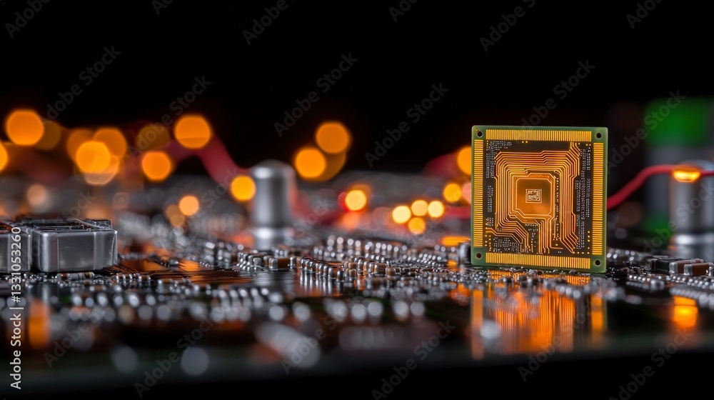 Poster high tech ai processor close up of circuit board